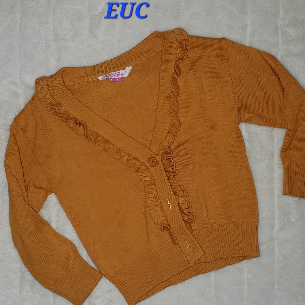 Ruffle Butts Gold Ruffled Cardigan Sweater